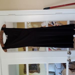Sexy Black Faux Wrap Flair Skirt Midi Dress...Like New